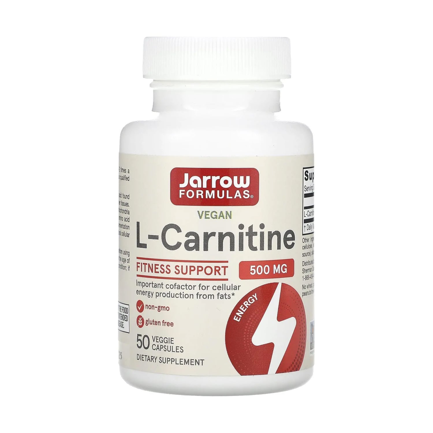 L-Карнітин Jarrow Formulas L-Carnitine 500 мг, 50 капсул